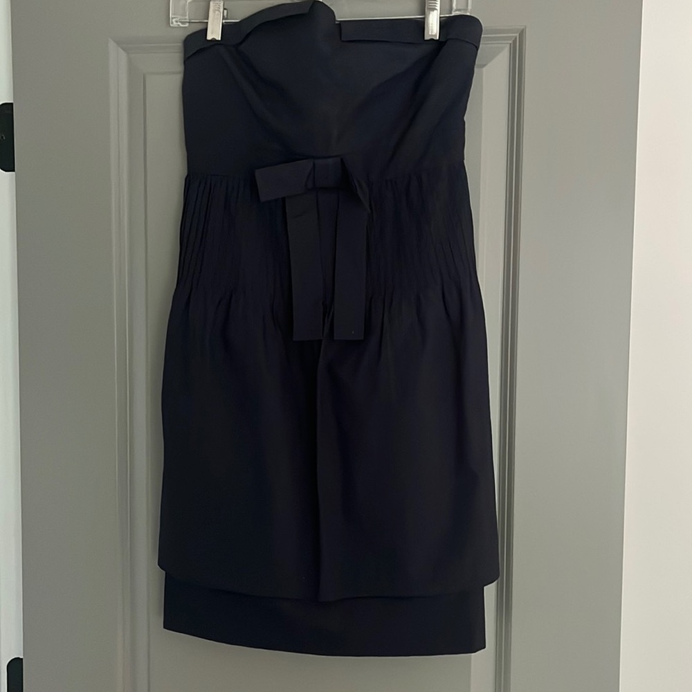 Maple dress - strapless in navy with zip up back
